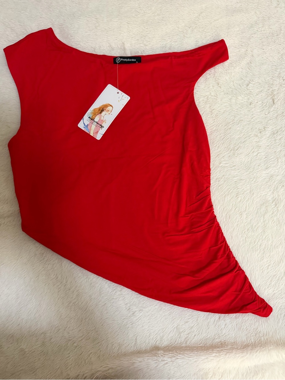 Target Red One-Shoulder Asymmetrical Tank Top